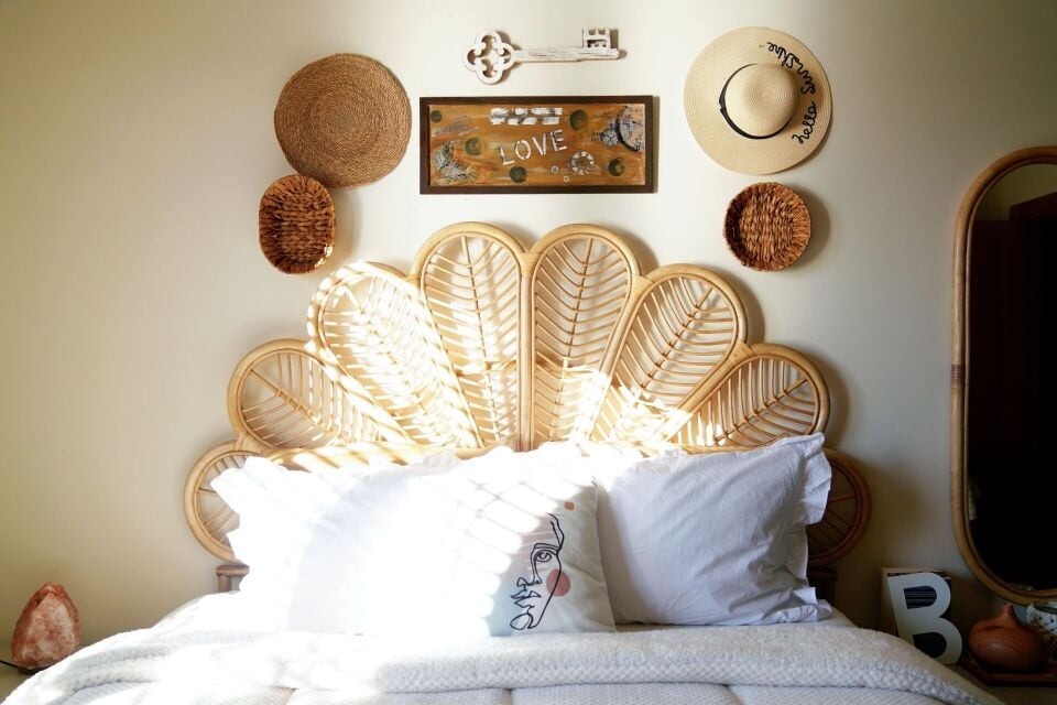Bambu (Rattan) Papatya Model Yatak Başlığı