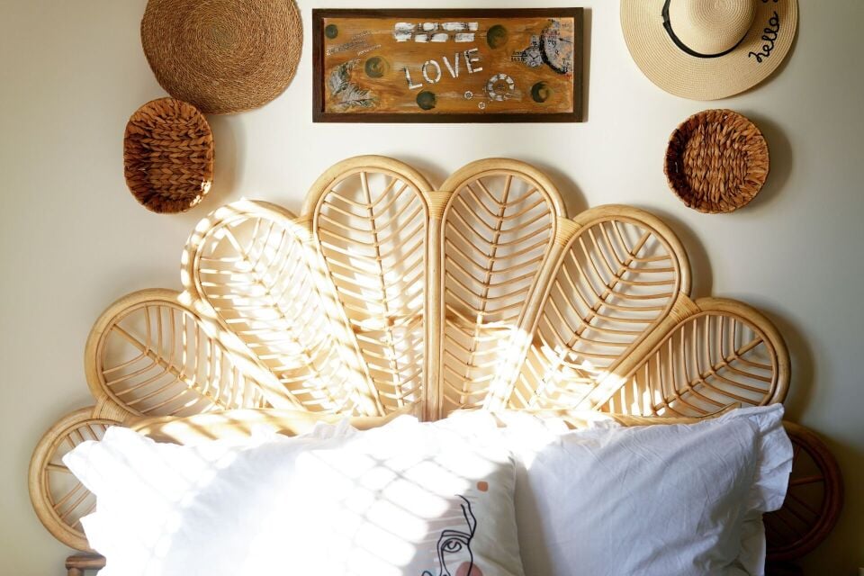 Bambu (Rattan) Papatya Model Yatak Başlığı