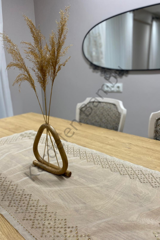 Bambu (Rattan) Üçgen Vazo - Çiçeklik