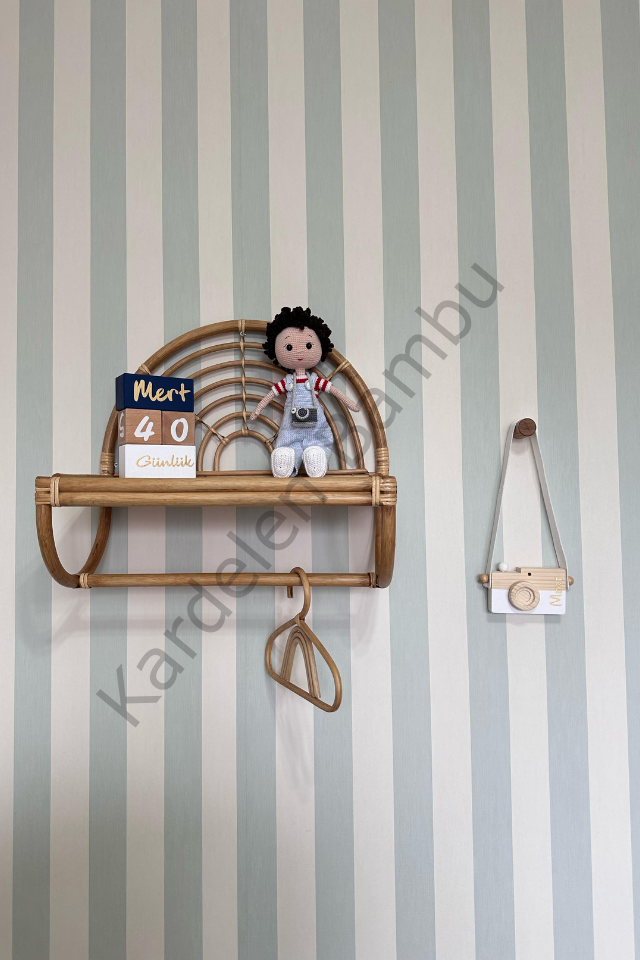 Bambu (Rattan) Gökkuşağı Askılıklı Raf