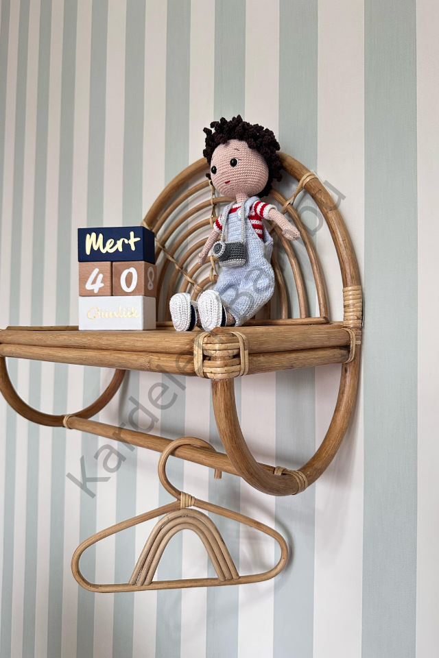 Bambu (Rattan) Gökkuşağı Askılıklı Raf