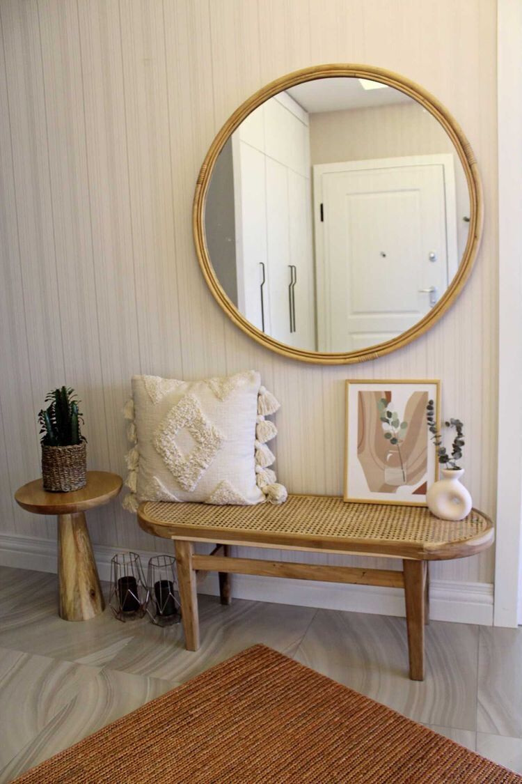 Yuvarlak Bambu (Rattan) Ayna Çerçevesi (100cm)