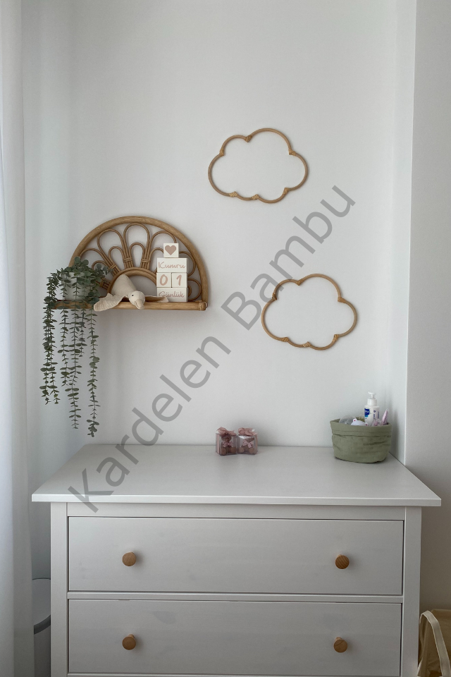 Bambu Çiçek Model Duvar Rafı