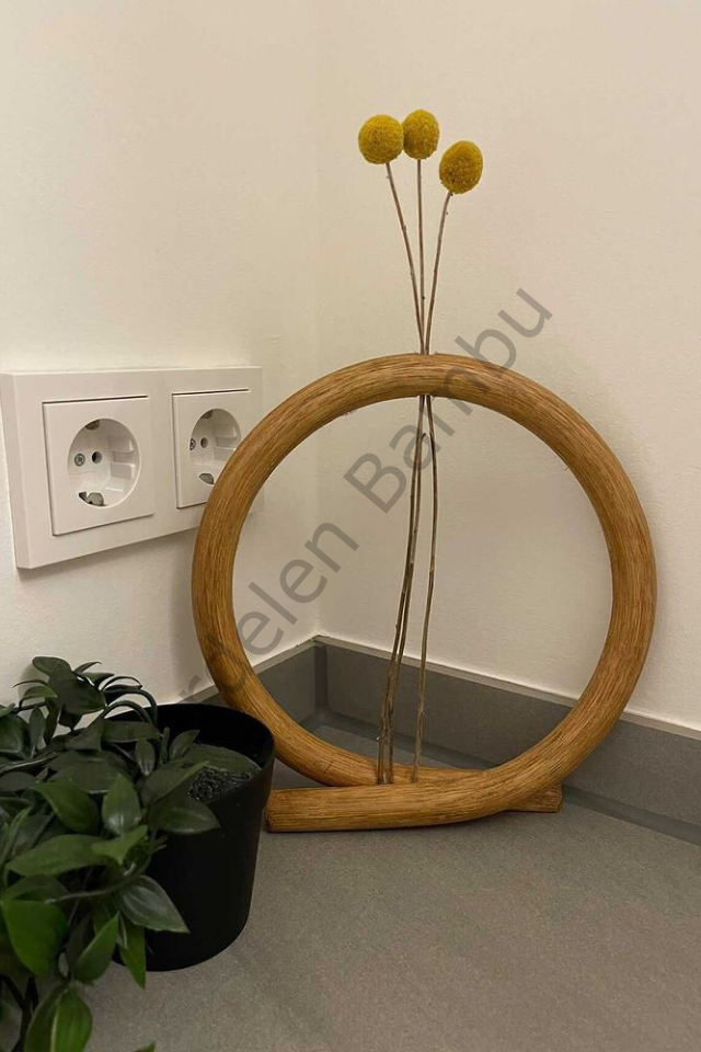 Yuvarlak Bambu Vazo/Çiçeklik