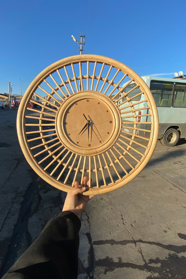 Bambu (Rattan) Duvar Saati