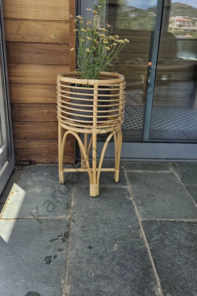 Bambu (Rattan) Yuvarlak Çiçeklik