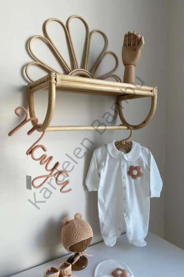 Bambu (Rattan) Papatya Model Duvar Rafı