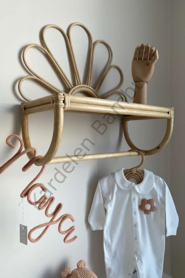 Bambu (Rattan) Papatya Model Duvar Rafı