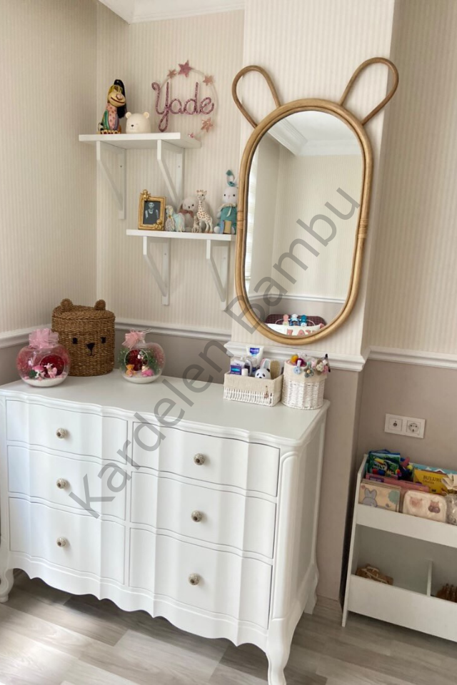 Bambu (Rattan) Tavşan Kulaklı Çocuk Boy Aynası