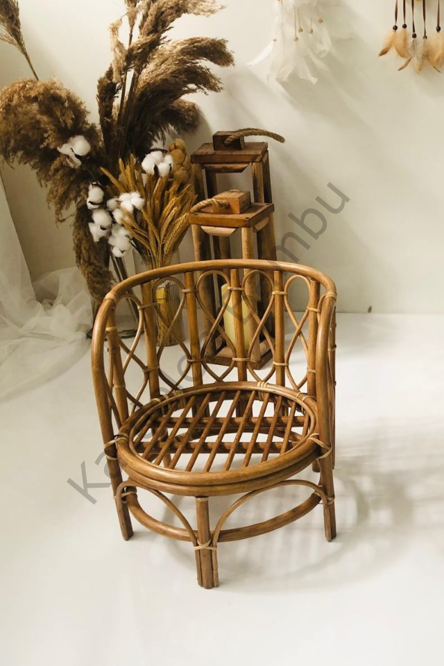 Bambu (Rattan) Yuvarlak Yenidoğan Sandalye / Bambu Props