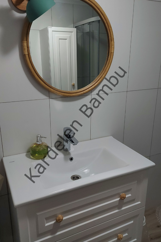 Yuvarlak Bambu (Rattan) Ayna Çerçevesi (70cm)