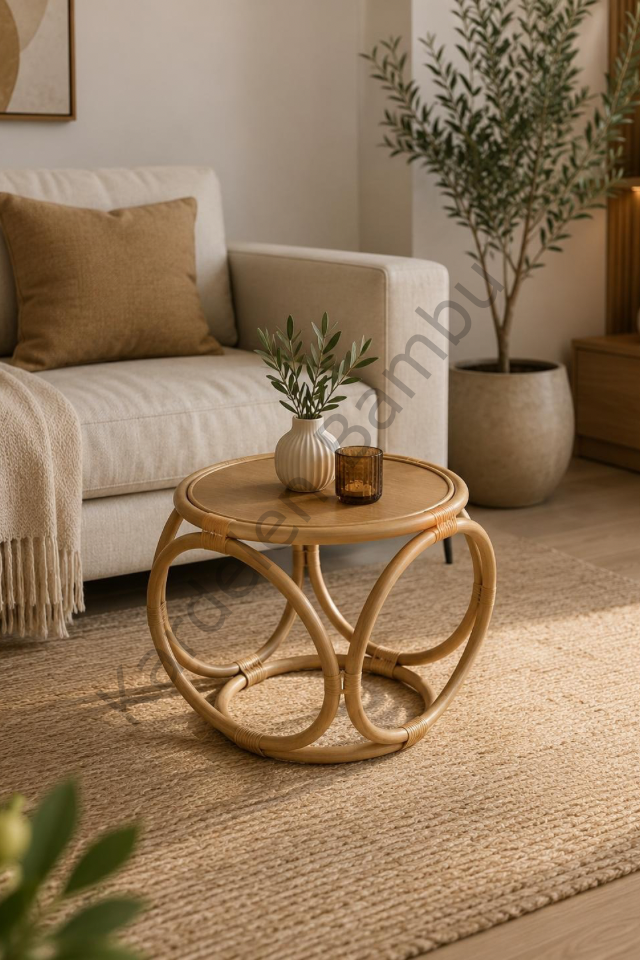 Bambu (Rattan) Çemberli Davul Sehpa / Orta Sehpa