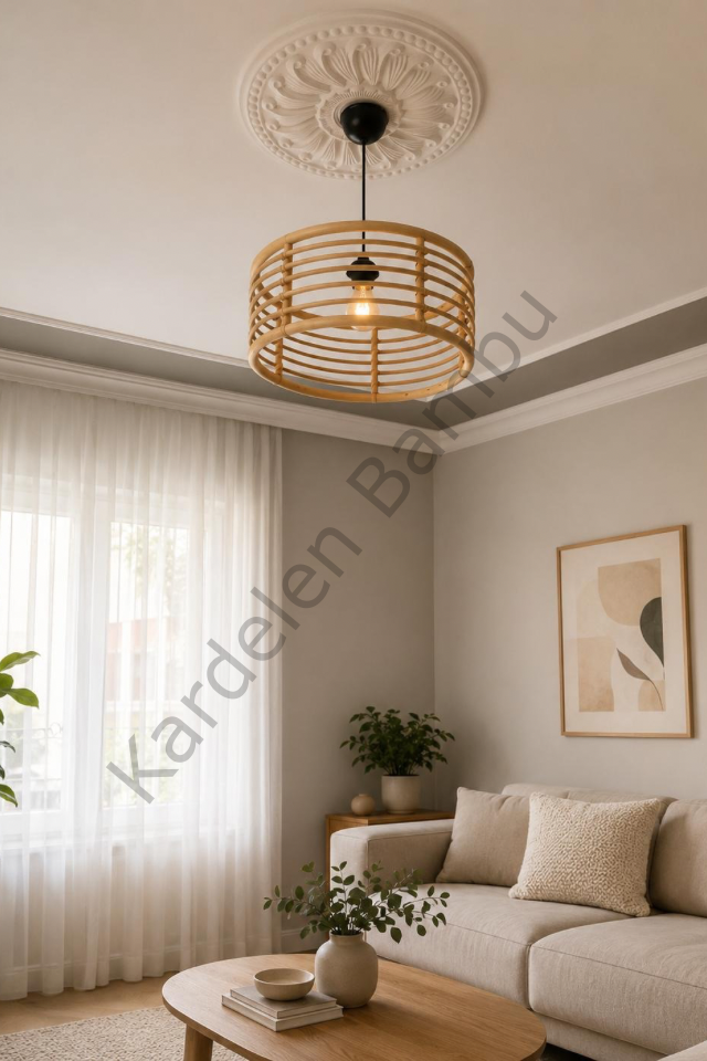 Bambu (Rattan) Yuvarlak Model Avize