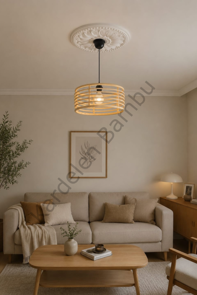 Bambu (Rattan) Yuvarlak Model Avize